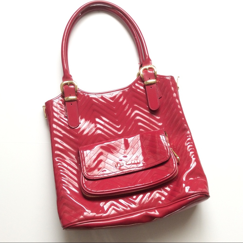 Ted Baker Pink Patent Raspberry Tote Handbag